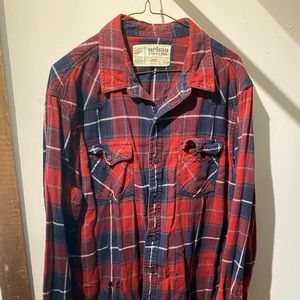 Mens distressed flanned